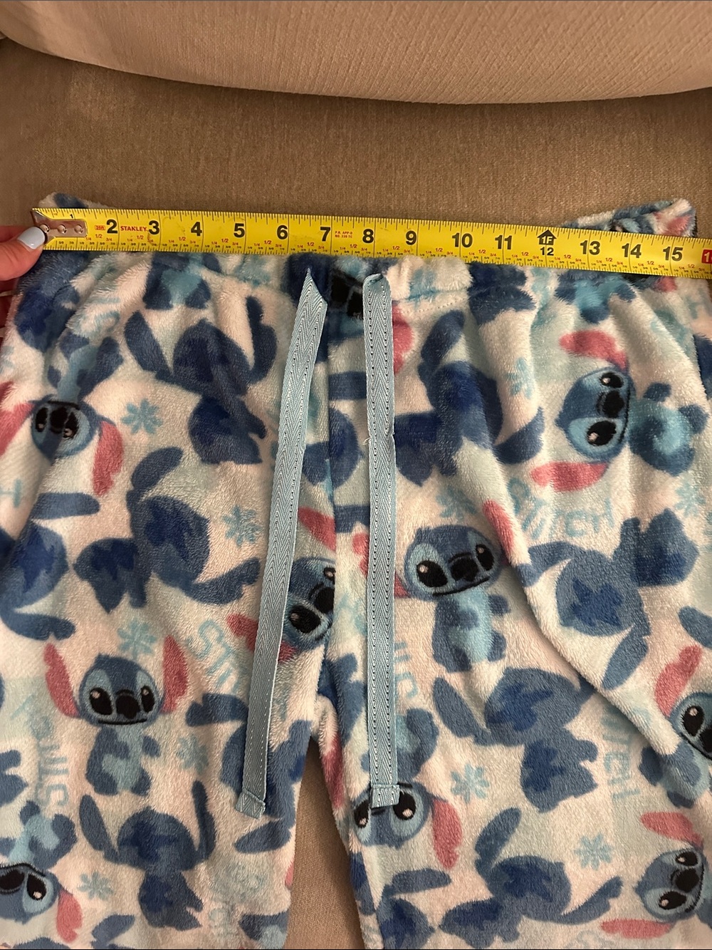 Disney Blue, Navy & Pink Stitch Plush Pajama Pants - Picture 9 of 10
